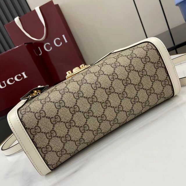 GG original fabric padlock medium top handle bag 838992 white