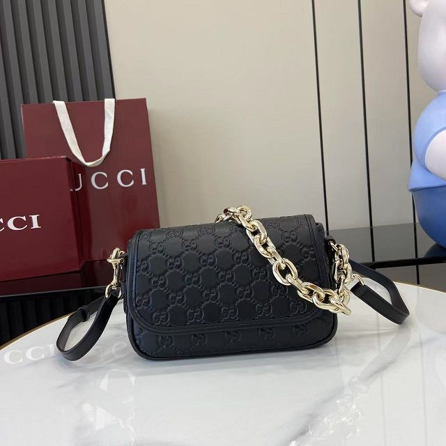 GG original calfskin emblem small shoulder bag 847448 black