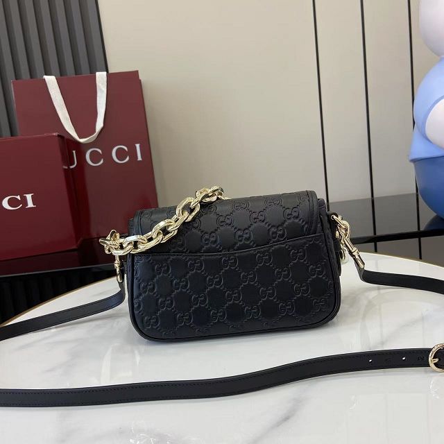 GG original calfskin emblem small shoulder bag 847448 black
