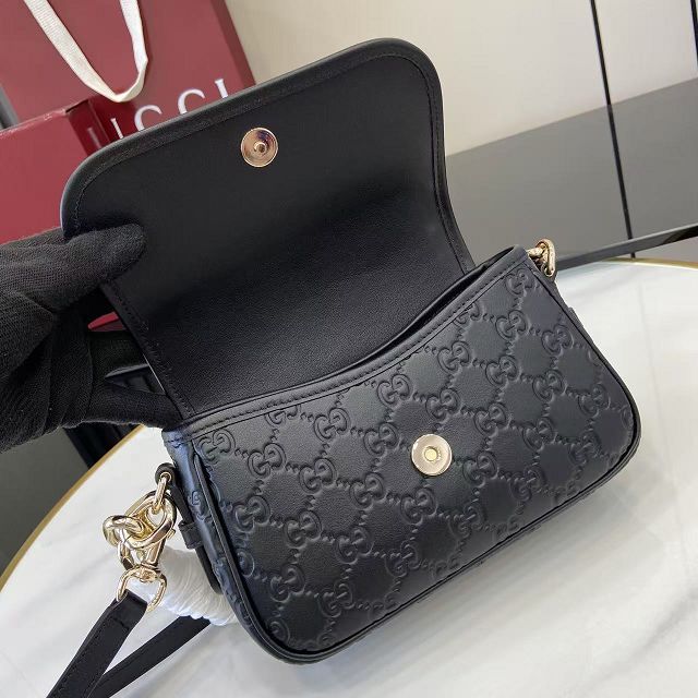 GG original calfskin emblem small shoulder bag 847448 black