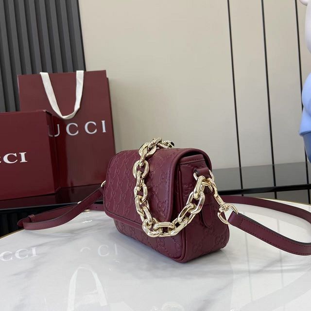GG original calfskin emblem small shoulder bag 847448 bordeaux