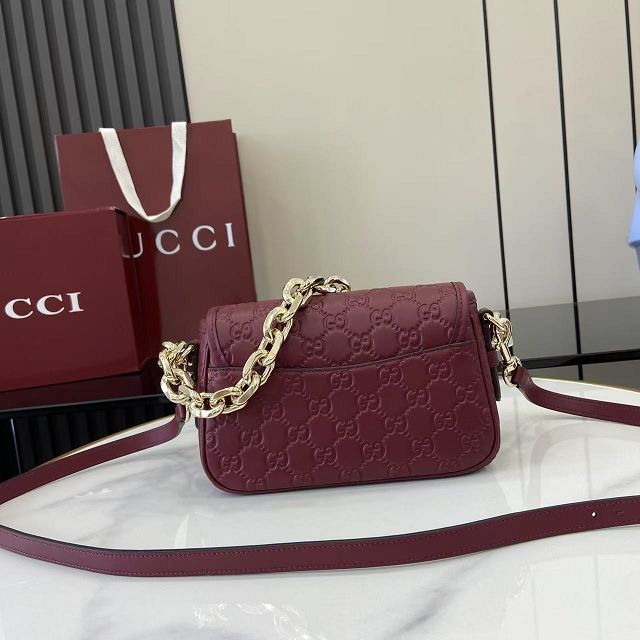 GG original calfskin emblem small shoulder bag 847448 bordeaux