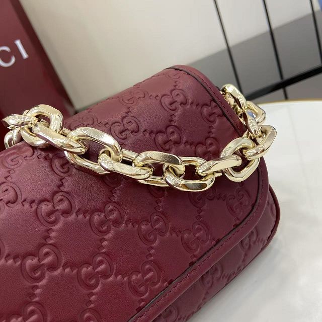 GG original calfskin emblem small shoulder bag 847448 bordeaux