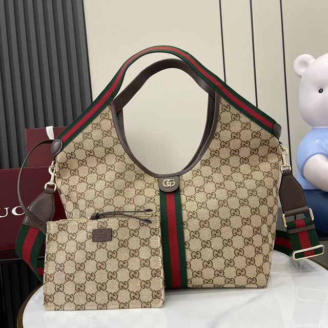 GG original canvas giglio medium tote bag 853972 brown