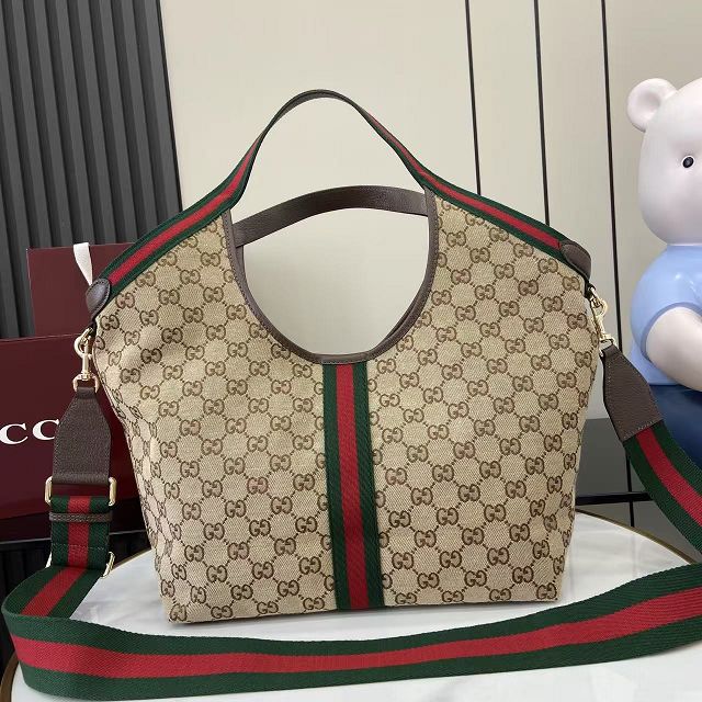 GG original canvas giglio medium tote bag 853972 brown