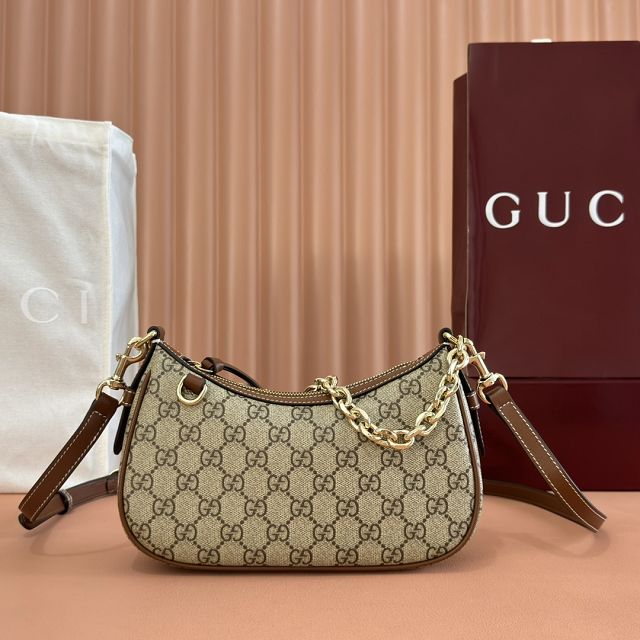 GG original fabric emblem small shoulder bag 847447 brown