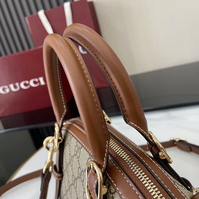 GG original fabric emblem small top handle bag 839005 brown