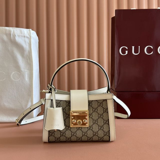 GG original fabric padlock small top handle bag 841653 white