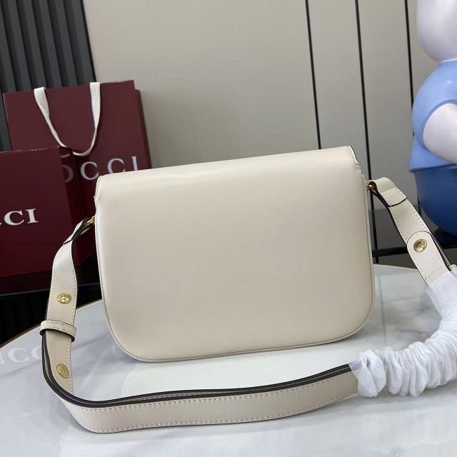 GG original soft calfskin horsebit 1955 aura small shoulder bag 847063 white