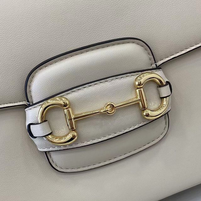 GG original soft calfskin horsebit 1955 aura small shoulder bag 847063 white