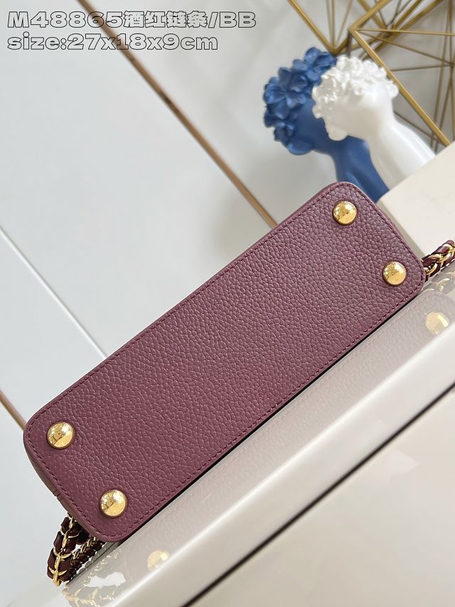 Louis vuitton original calfskin capucines BB handbag M21103 bordeaux