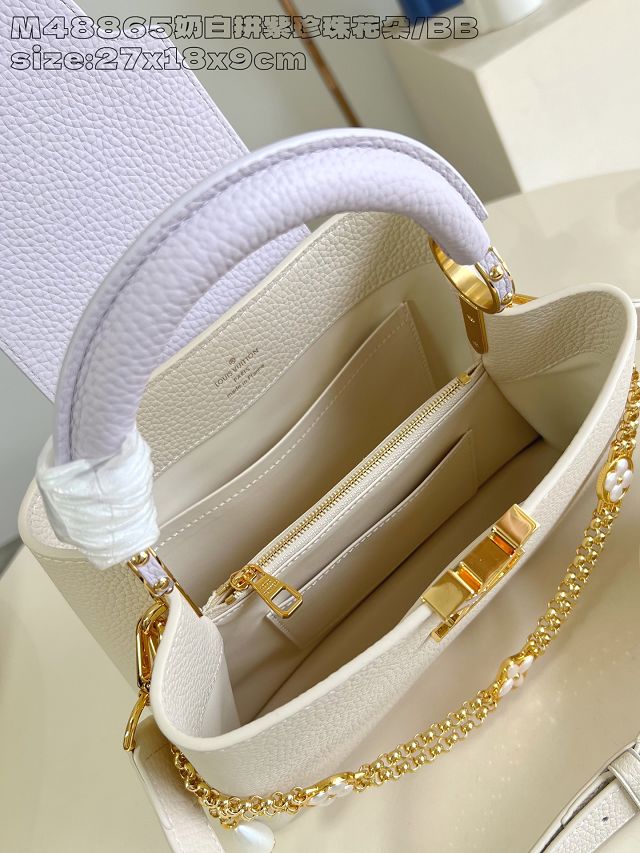 Louis vuitton original calfskin capucines BB handbag M25461 beige&purple