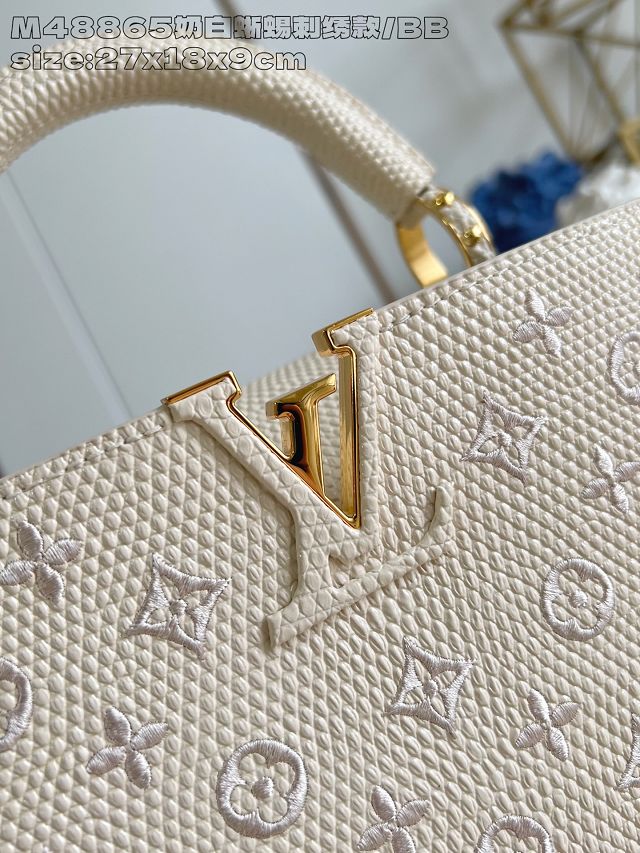 Louis vuitton original calfskin capucines BB handbag M25901 white