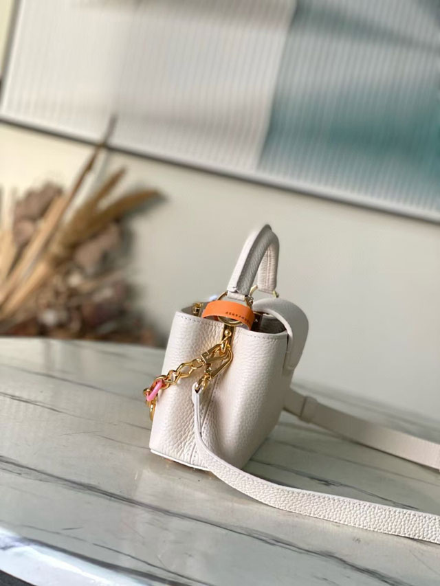 Louis vuitton original calfskin capucines east west mini M14393 white