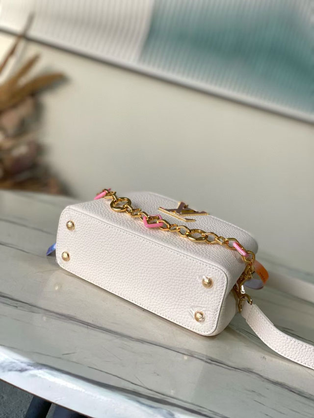 Louis vuitton original calfskin capucines east west mini M14393 white