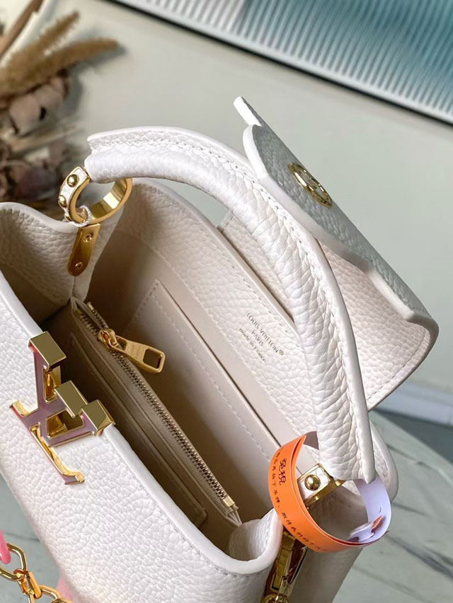 Louis vuitton original calfskin capucines east west mini M14393 white