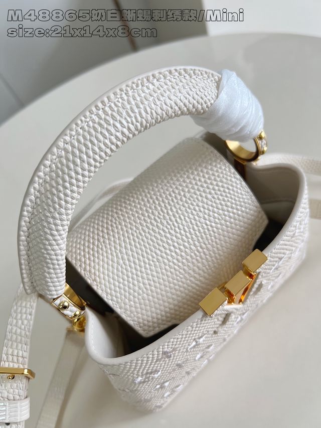 Louis vuitton original calfskin capucines mini handbag M14389 white