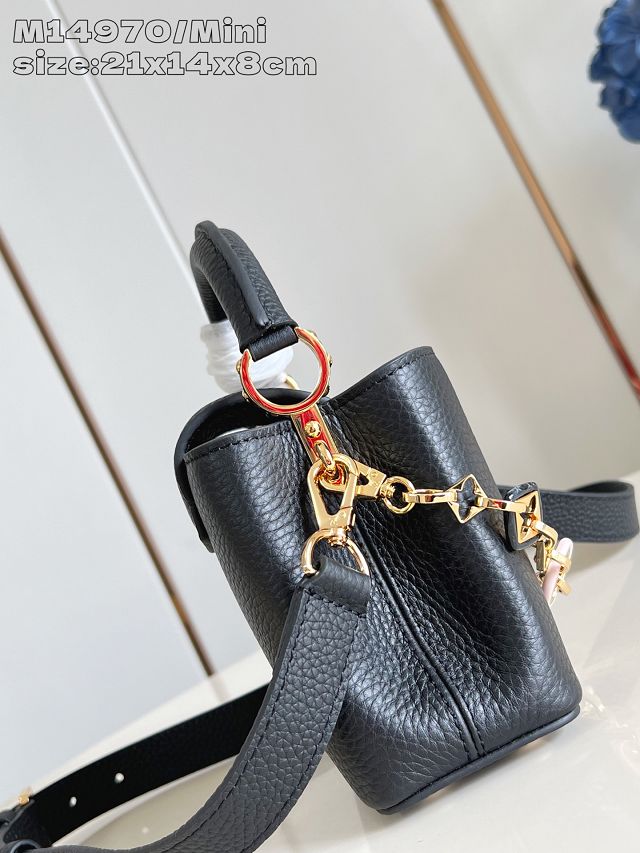 Louis vuitton original calfskin capucines mini handbag M14971 black