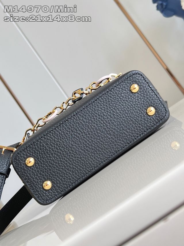 Louis vuitton original calfskin capucines mini handbag M14971 black