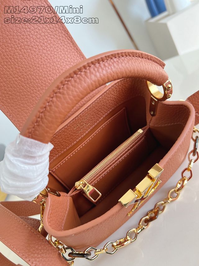 Louis vuitton original calfskin capucines mini handbag M14971 brown