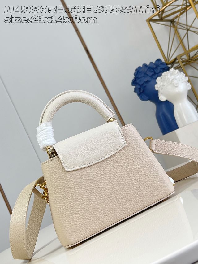Louis vuitton original calfskin capucines mini handbag M15117 beige 