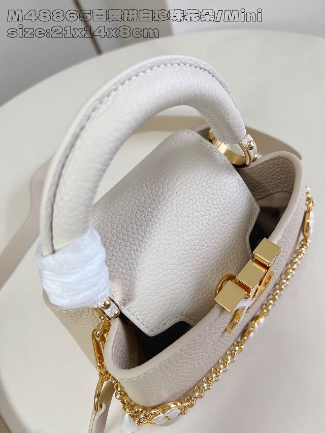 Louis vuitton original calfskin capucines mini handbag M15117 beige 