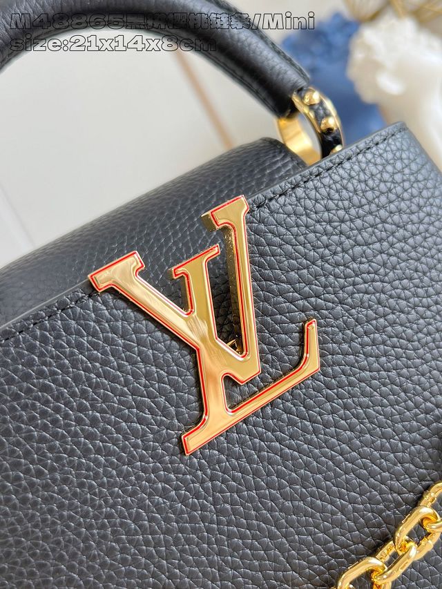 Louis vuitton original calfskin capucines mini handbag M25903 black