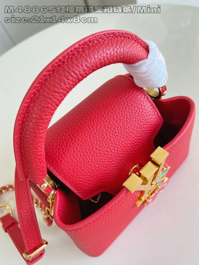 Louis vuitton original calfskin capucines mini handbag M25903 red