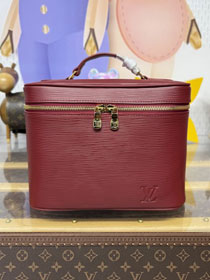 Louis vuitton original epi leather nice BB cosmetic case M12668 bordeaux