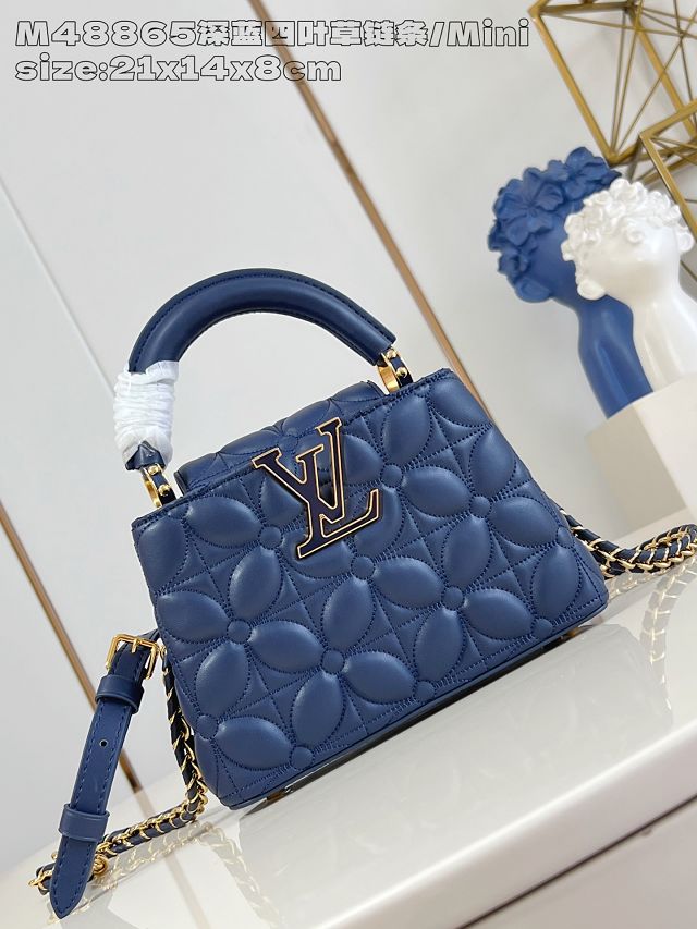 Louis vuitton original lambskin capucines mini handbag M25283 blue