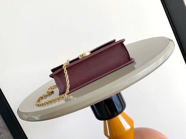 Louis vuitton original calfskin wallet on chain rosy M25814 garnet
