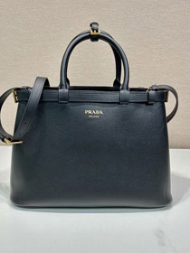 Prada original calfskin medium belt buckle handbag 1BA417 black