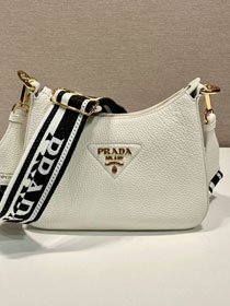 Prada original grained calfskin small shoulder bag 1BH193 white
