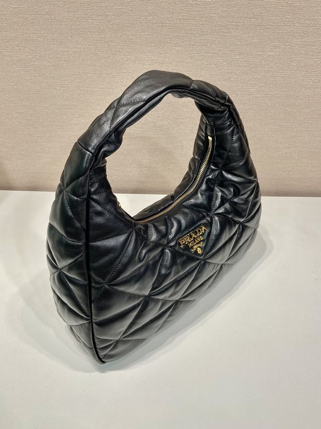 Prada original lambskin large hobo bag 1BC183 black