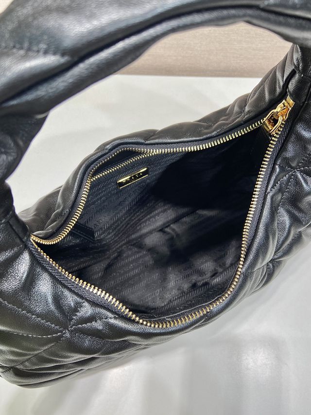 Prada original lambskin large hobo bag 1BC183 black