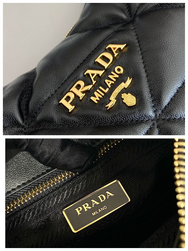 Prada original lambskin large hobo bag 1BC183 black