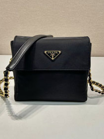 Prada original nylon mini chain shoulder bag 1BD648 black
