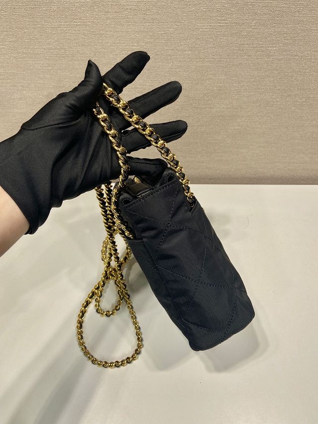 Prada original nylon small chain shoulder bag 1BD647 black