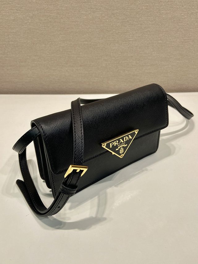 Prada original saffiano calfskin mini bag 1BD386 black