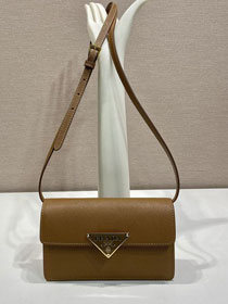 Prada original saffiano calfskin mini bag 1BD386 brown