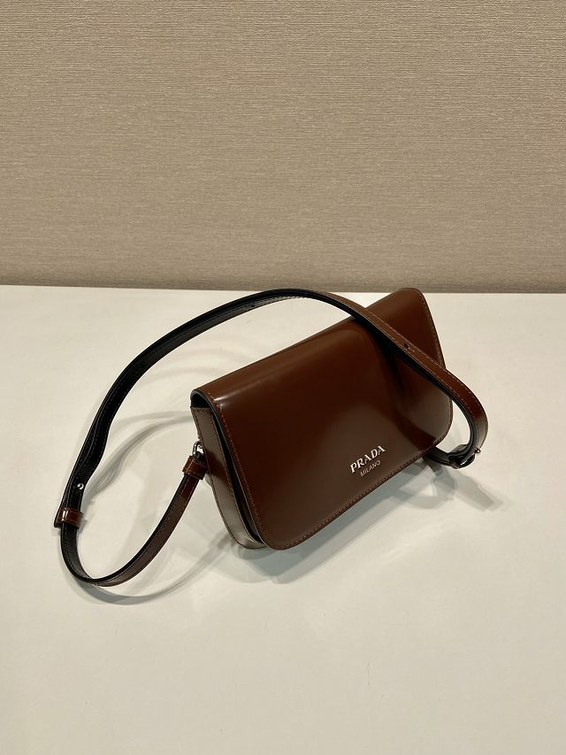 Prada original smooth calfskin small shoulder bag 2VD061 brown