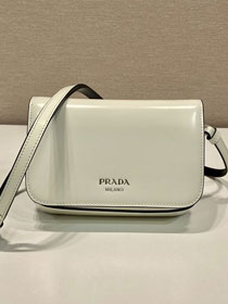 Prada original smooth calfskin small shoulder bag 2VD061 white