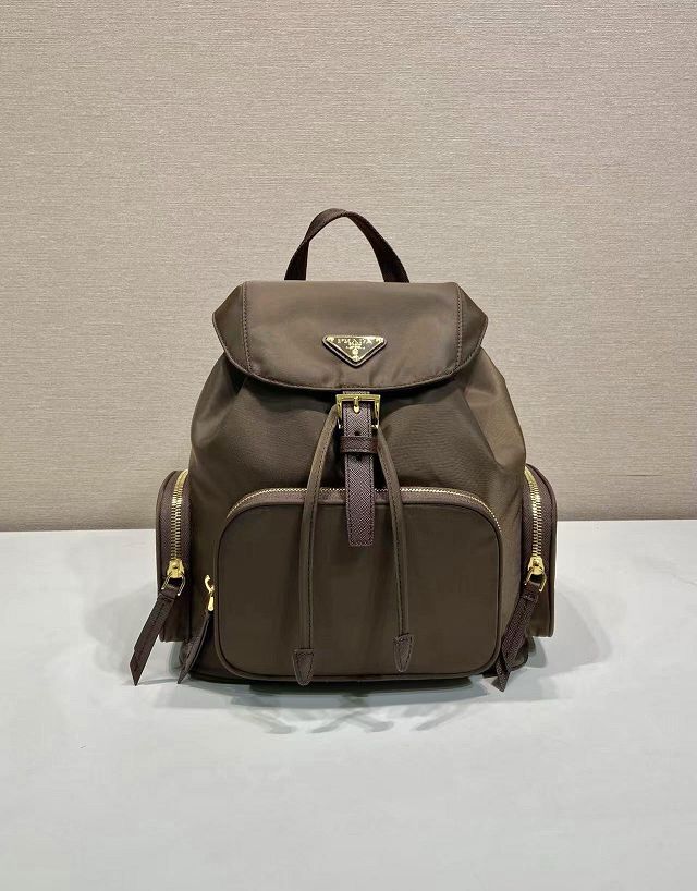 Prada original nylon medium backpack 1BZ081 dark coffee
