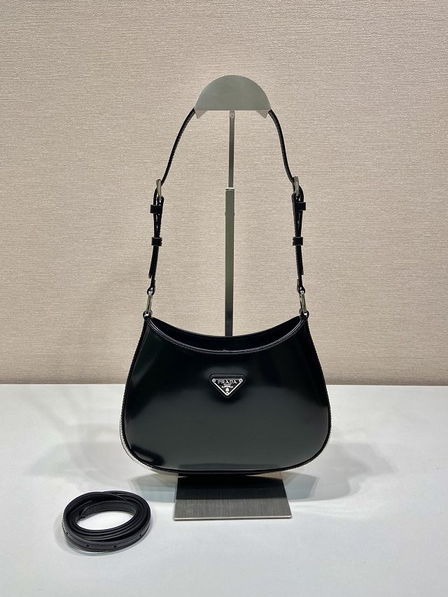 Prada original patent calfskin small cleo bag 1BC169 black