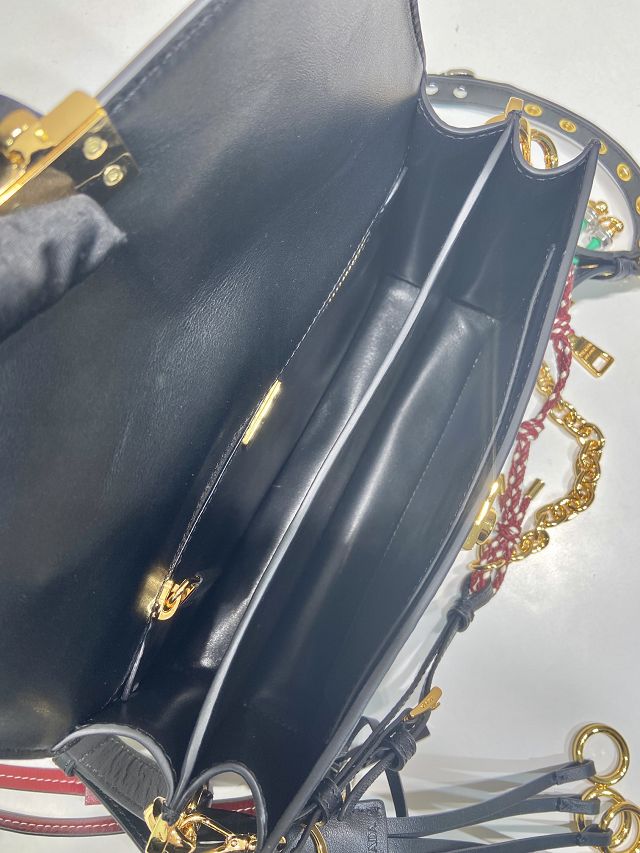 Prada original soft calfskin sound small shoulder bag 1BD379 black