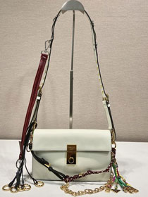 Prada original soft calfskin sound small shoulder bag 1BD379 white