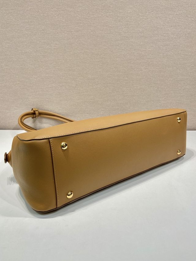 Prada original calfskin large tote bag 1BG506 brown