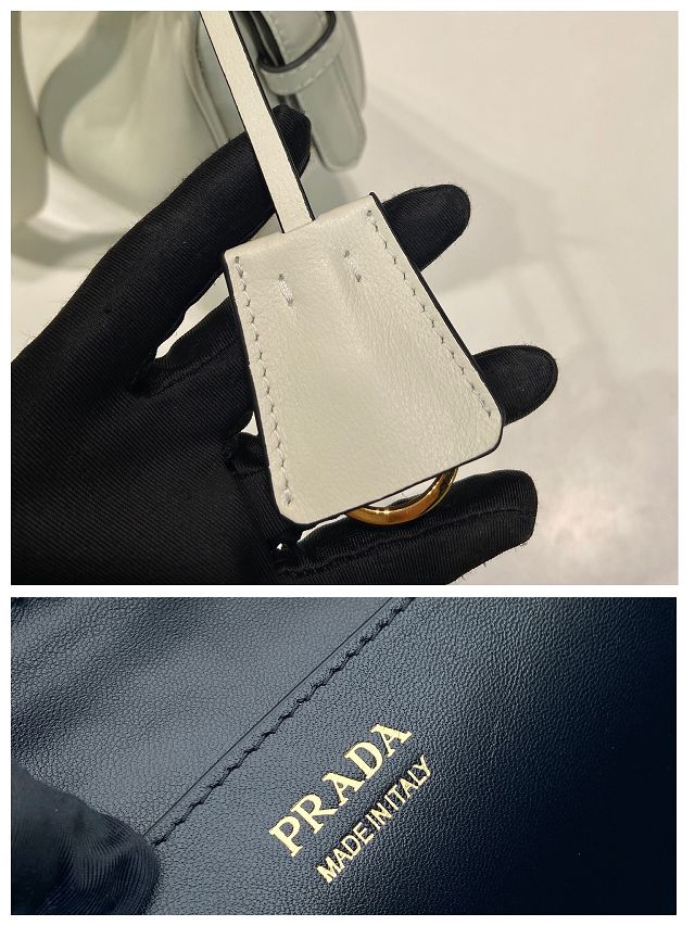 Prada original calfskin medium shoulder bag 1BC255 white