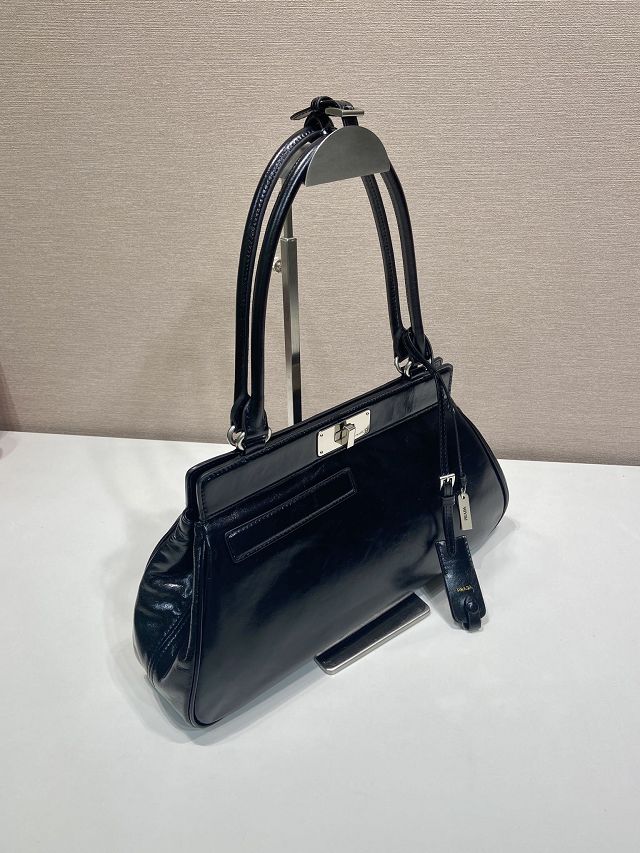 Prada original calfskin medium tote bag 1BA846 black