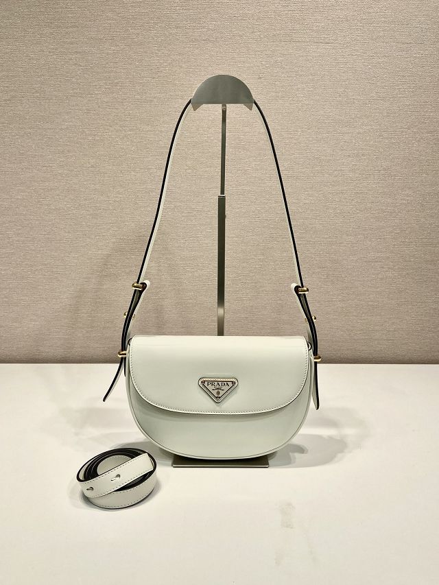 Prada original calfskin shoulder bag with flap 1BD365 white
